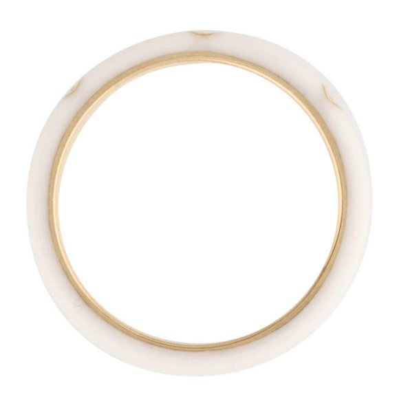 EF COLLECTION 14K DIAMOND & ENAMEL WHITE STACK RING 3 diamond 5 points each - Picture 4 of 5